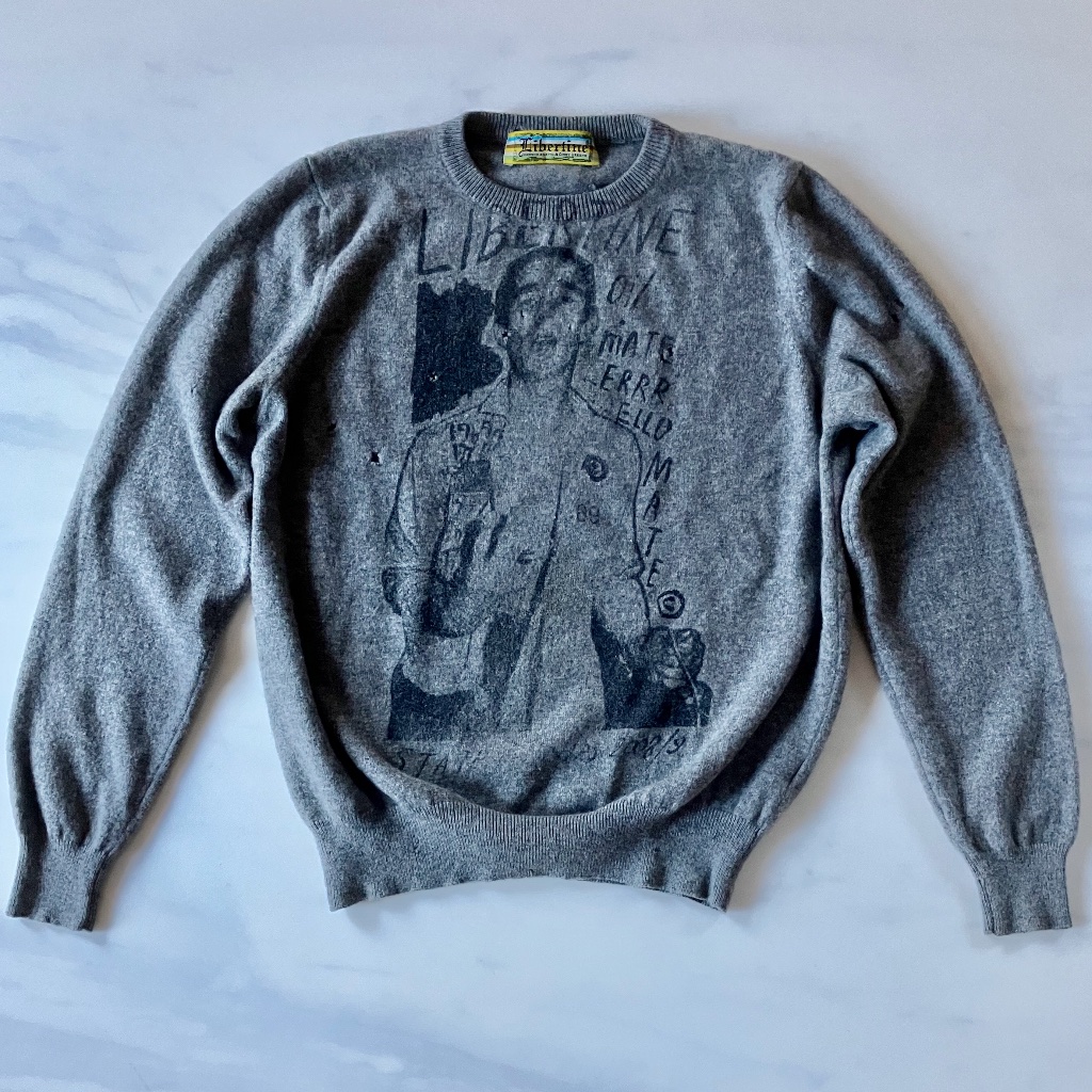 Libertine Distressed Punk Cashmere Sweater "Ello Mate" L